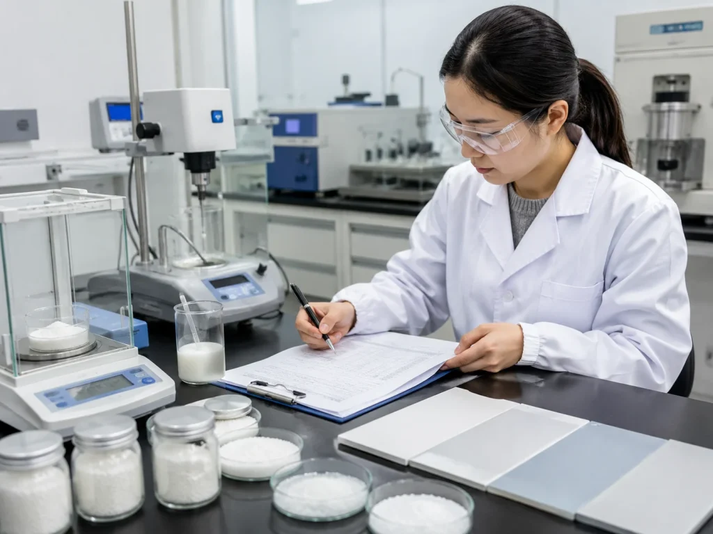 Quality controlled hollow glass microspheres testing for coating viscosity particle size density and formulation stability documentation